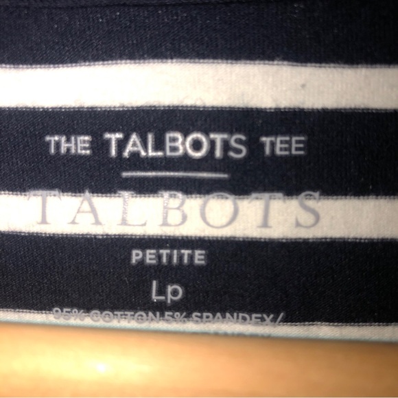 Talbots. Talbots tee long sleeved navy French strip with pretty sprinkled dots - Picture 4 of 9